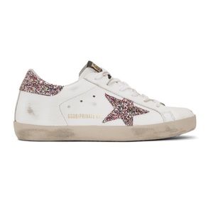 White glitter Golden Goose Superstar sneakers